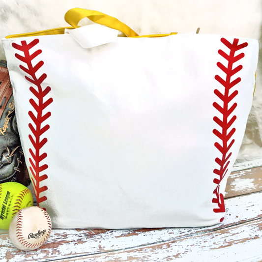 BASEBALL & SOFTBALL LACES DUAL SIDED TOTE BAG