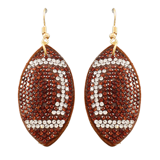 RHINESTONE FOOTBALL PUFFED EARRINGS