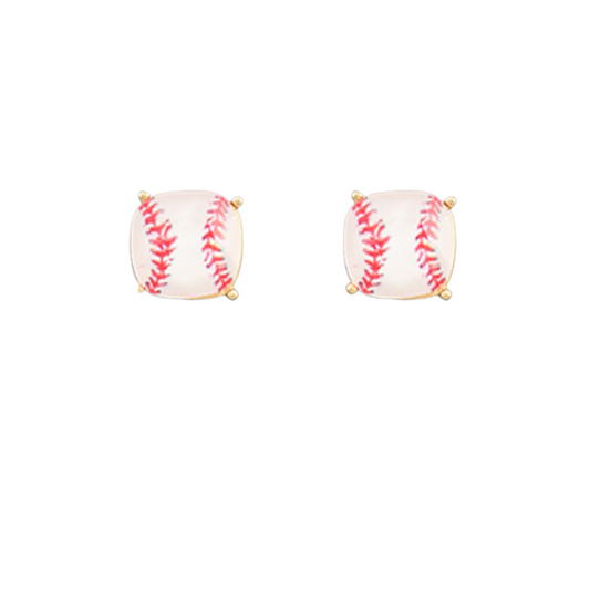 BASEBALL CUSHION CUT EARRINGS