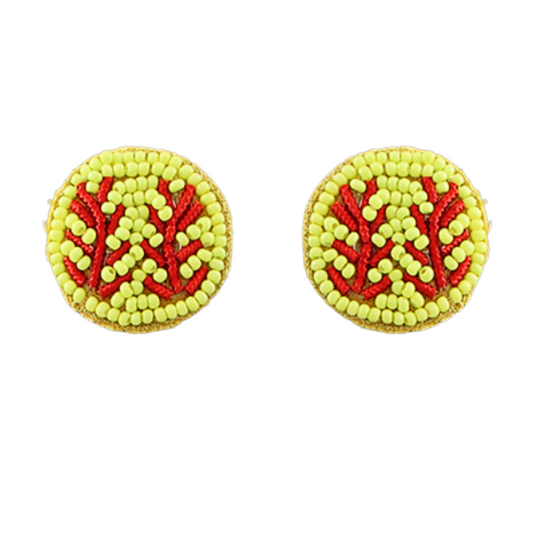 SOFTBALL GOLD OUTLINED SEED BEAD EARRINGS