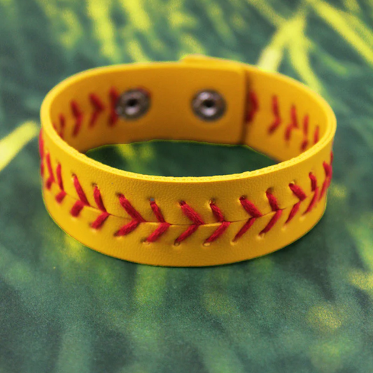 SOFTBALL FAUX LEATHER CUFF BRACELET