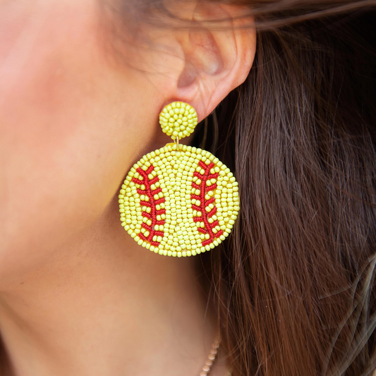 SOFTBALL SEED BEAD EARRINGS