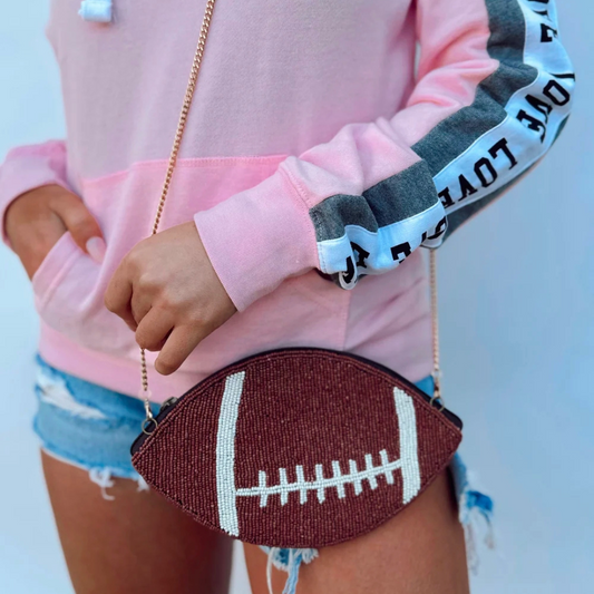 FOOTBALL BEADED SPORT CROSSBODY PURSE