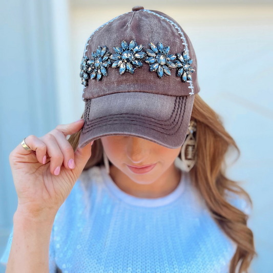 GUNMETAL CRYSTAL FOOTBALL-STITCHED CAP