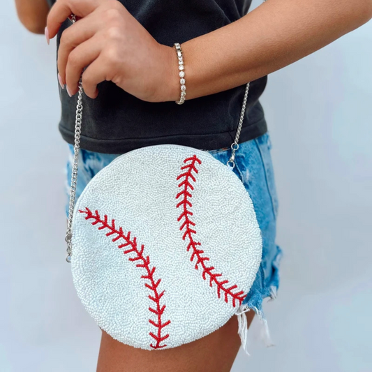 BASEBALL BEADED SPORT CROSSBODY PURSE